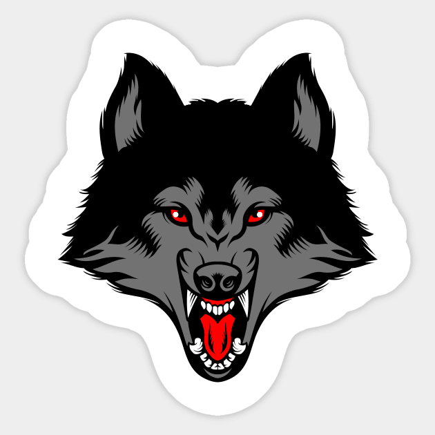 Scary Wolf Facemask A Rave Face - Aesthetic Art Of Animal Sticker by mangobanana